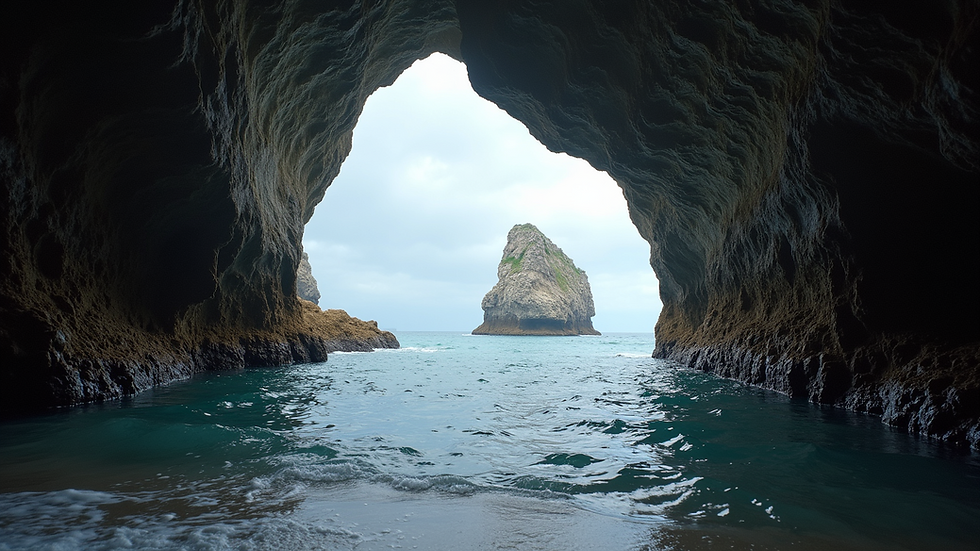 Eye-level view of sea caves at Apostle Islands