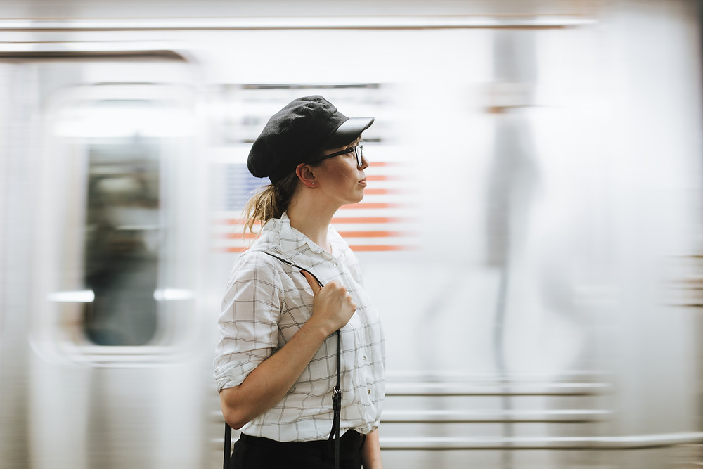 woman traveler in the subway