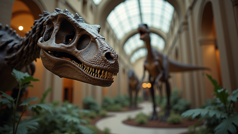 Eye-level view of the National Museum of Natural History's dinosaur exhibit