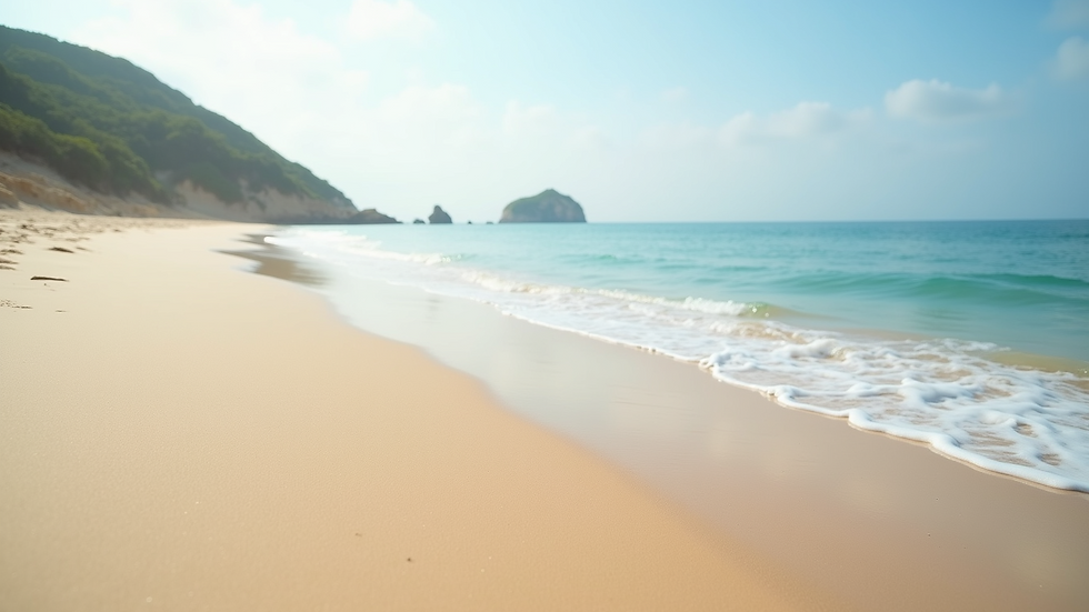 Eye-level view of Fanjove Island's secluded beach