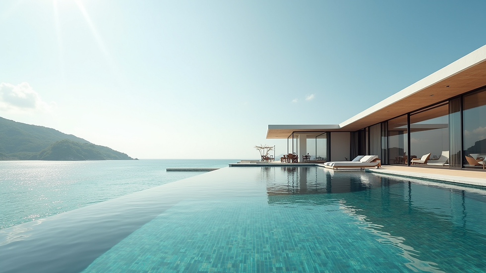 High angle view of Cayo Espanto's luxurious villa