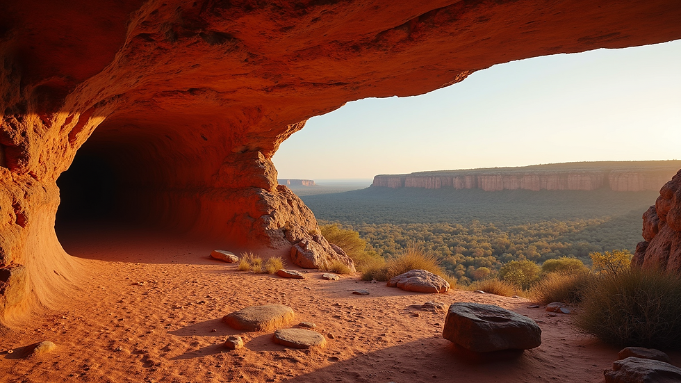 Eye-level view of Aboriginal rock art in Kakadu National Park
