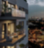 הדמייה של תקריב על המרפסות של פרויקט