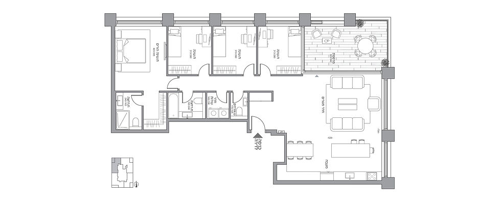 טיפוס C5 | מיני פנטהאוז 5 חד׳
139 מ״ר | מרפסת 18 מ״ר