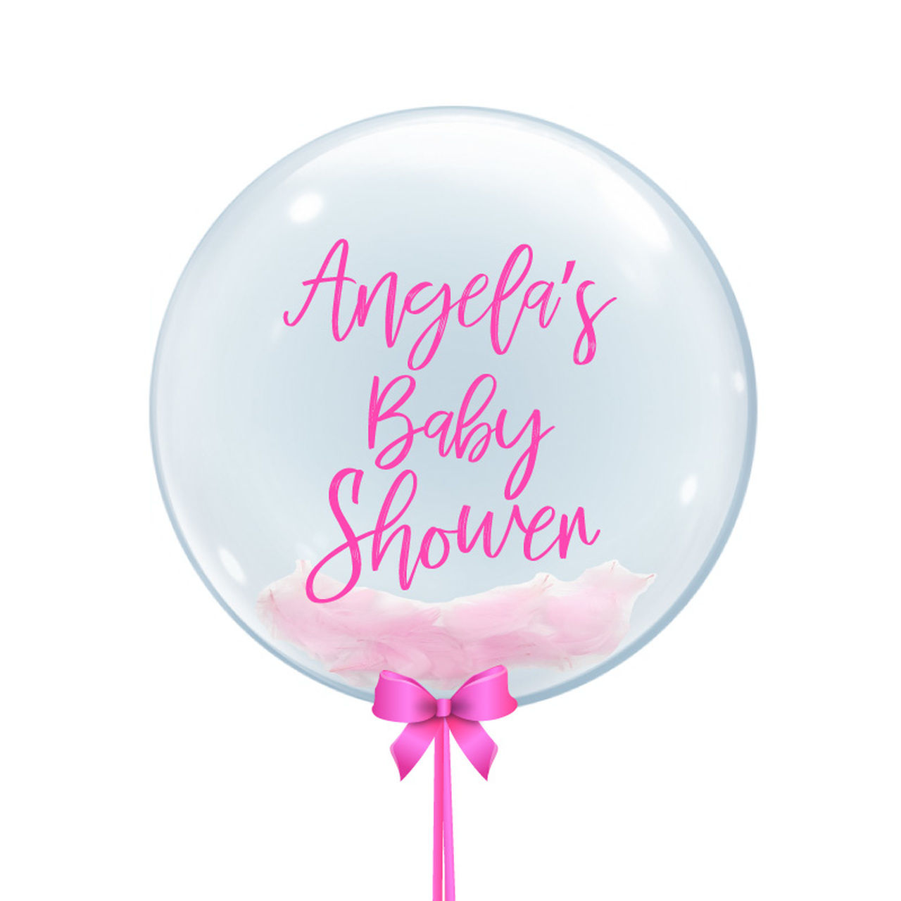 24" Personalise Baby Girl Theme Crystal Clear Balloon - Feather Filled