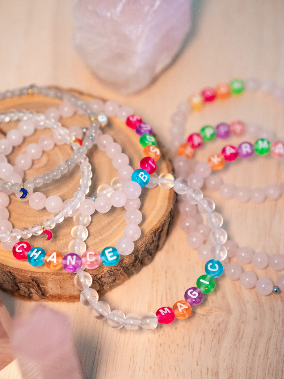 Bracelet pierre naturelle Cristal de roche mot MAGIC Kupalamoon