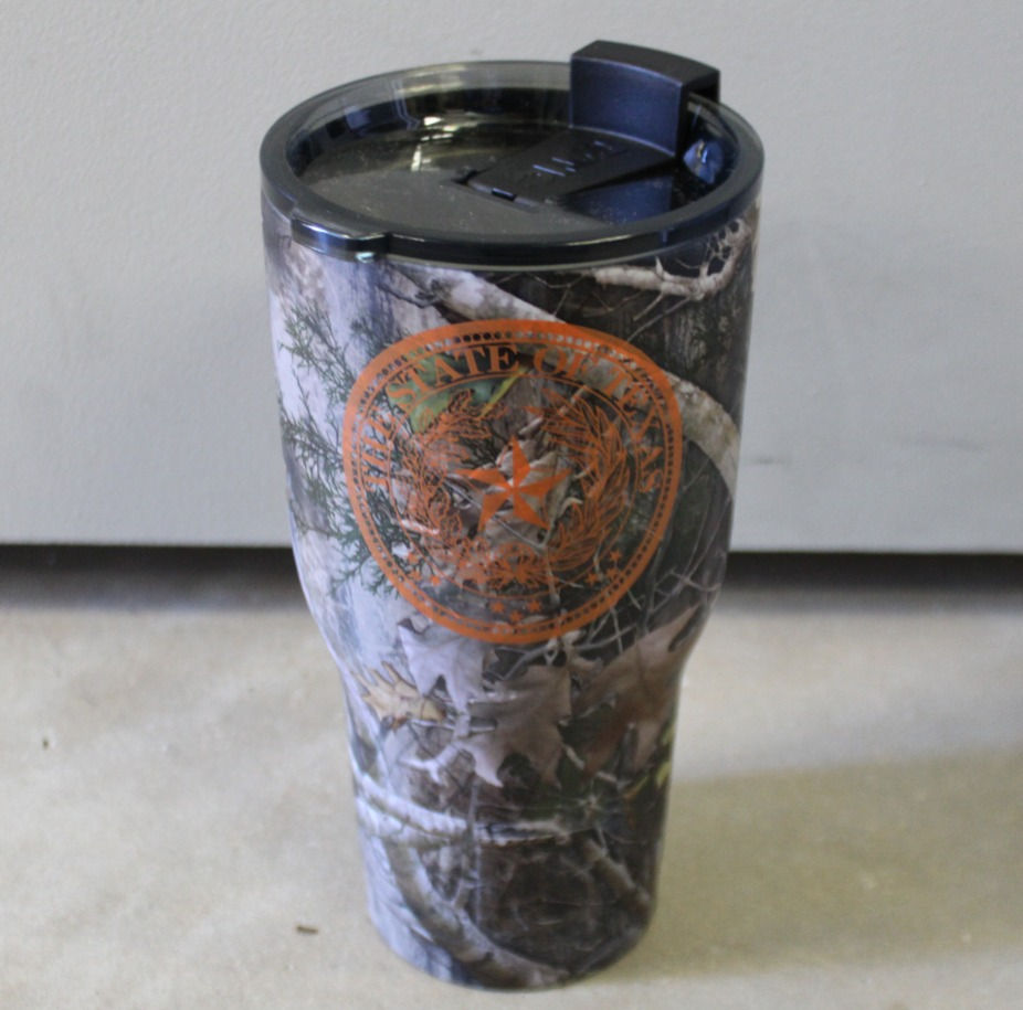 Camouflaged 30oz RTIC Stainless Steel Cup with Texas Seal