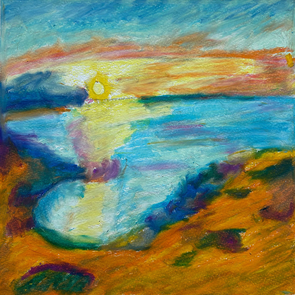 Inspired by Renoir, Oil Pastel by Evelyn
