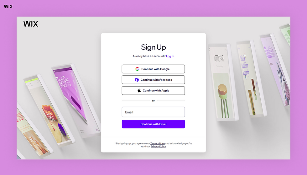 Wix sign up