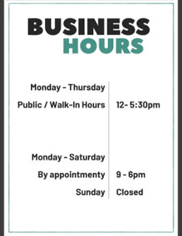 Business hours sign for Stronger Wellness & Nutrition