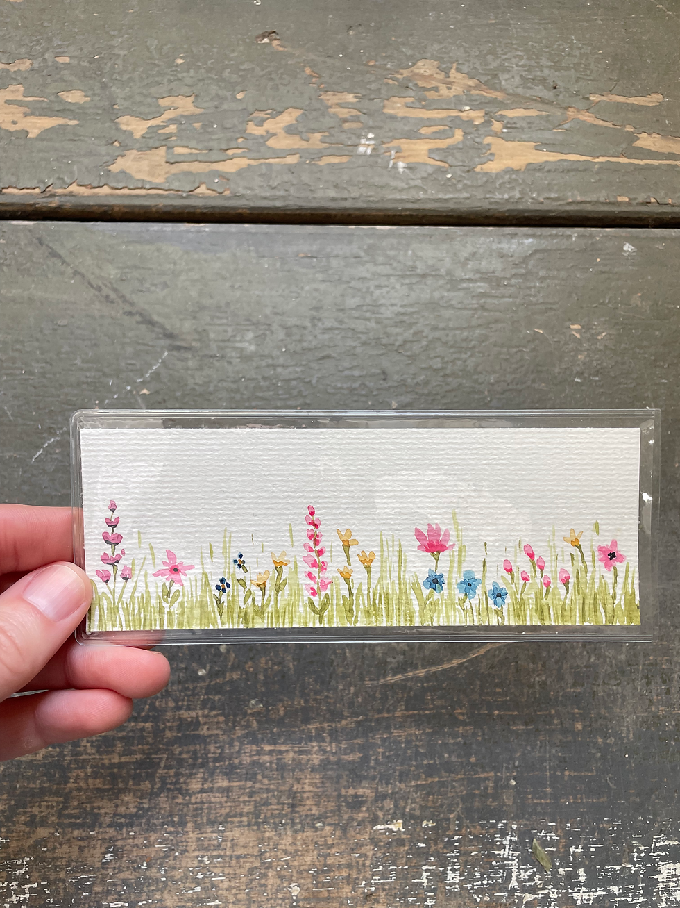 Handpainted Bookmark: Spring in the Meadow