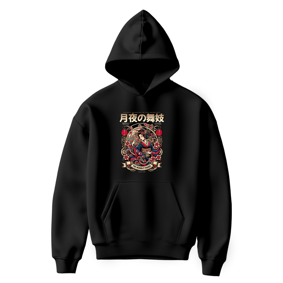 The Moonlit Maiko Kapşonlu Hoodie (İçi Tüylü, Kalın Kumaş)