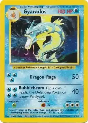 Gyarados 6/102 - Holo, 1999 Unlimited Base