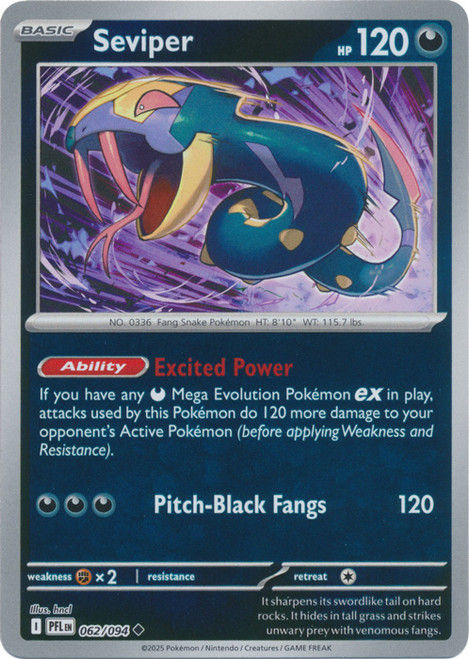 Seviper 062/094 - Reverse Holo, ME Phantasmal Flames