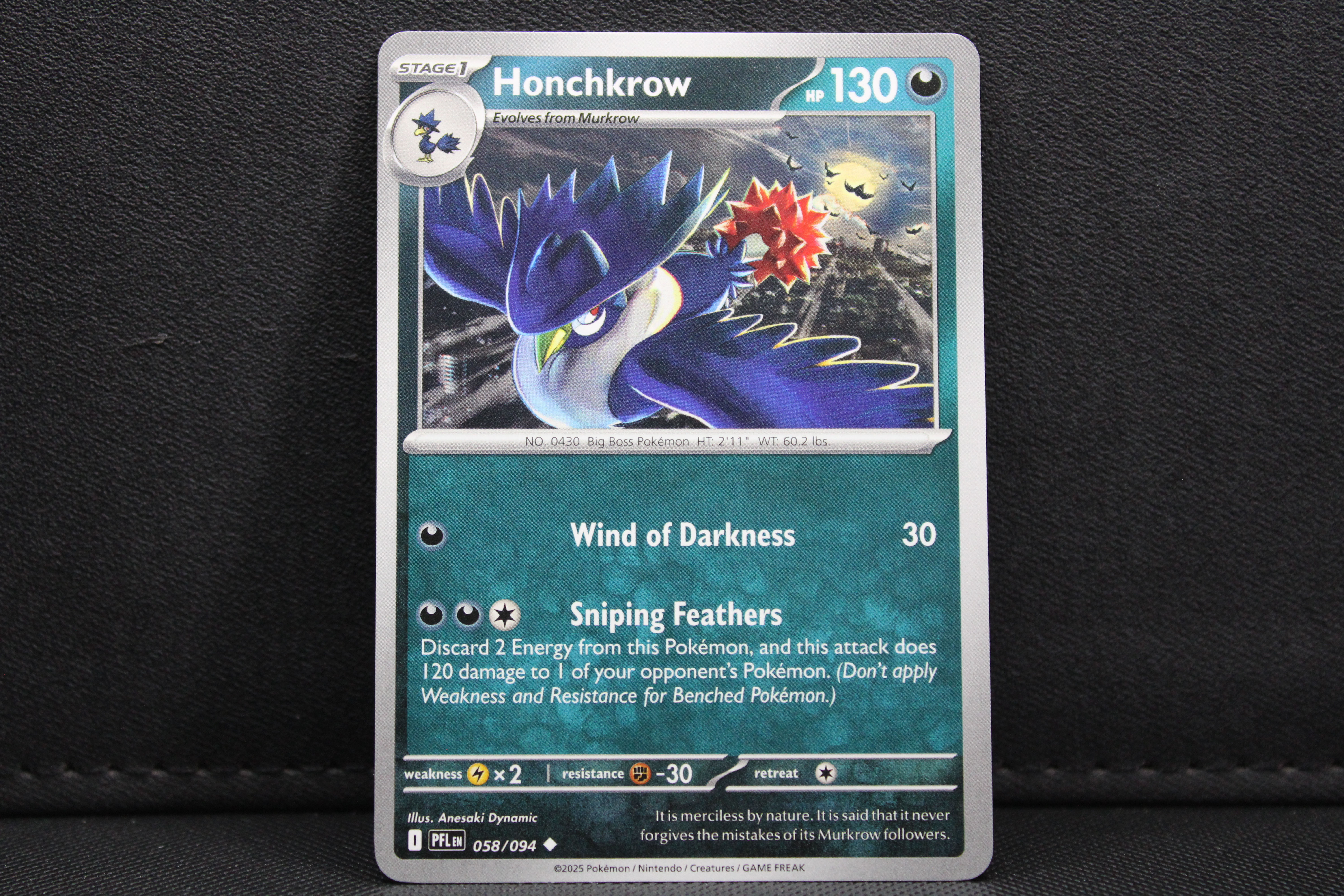 Honchkrow 058/094 - Non Holo, ME Phantasmal Flames