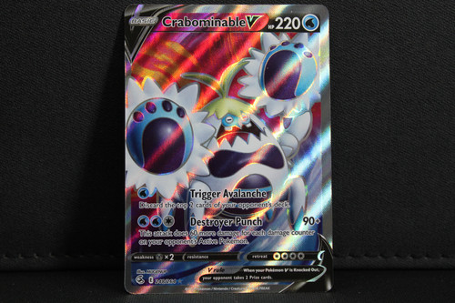 crabominable v pokemon card price 248/264 - Holo (Full Art), SWSH Fusion Strike [W] Trigger Avalanche Discard the top 2 cards of your opponents deck. crabominable v pokemon card price