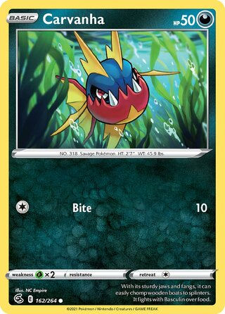 Carvanha 162/264 - Non Holo, SWSH Fusion Strike