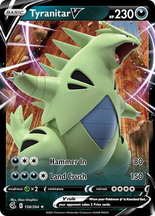 Tyranitar V 158/264 - Holo (Full Art), SWSH Fusion Strike