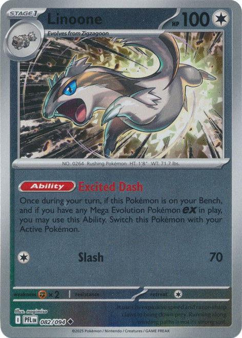 Linoone 082/094- Reverse Holo, ME Phantasmal Flames