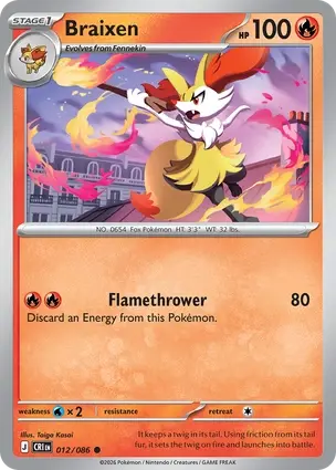 Braixen 012/086 - Non Holo, ME Chaos Rising
