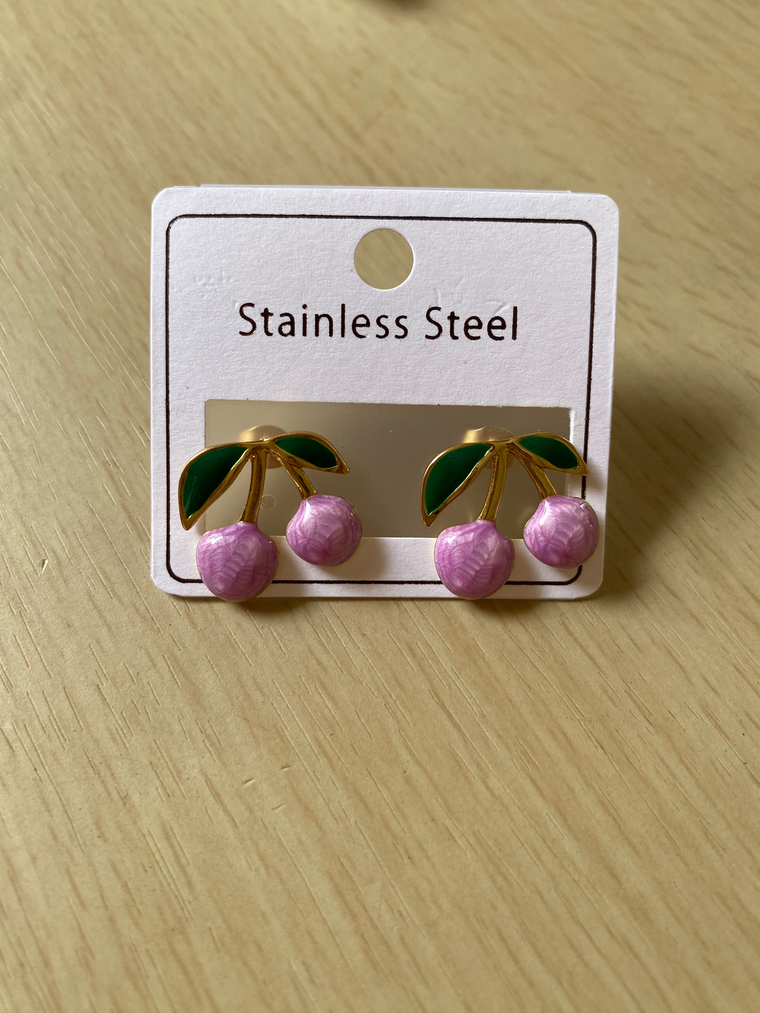Aretes Cherry Esmaltados 