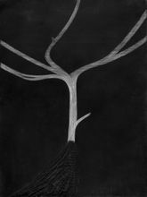 black convas with grey tree 