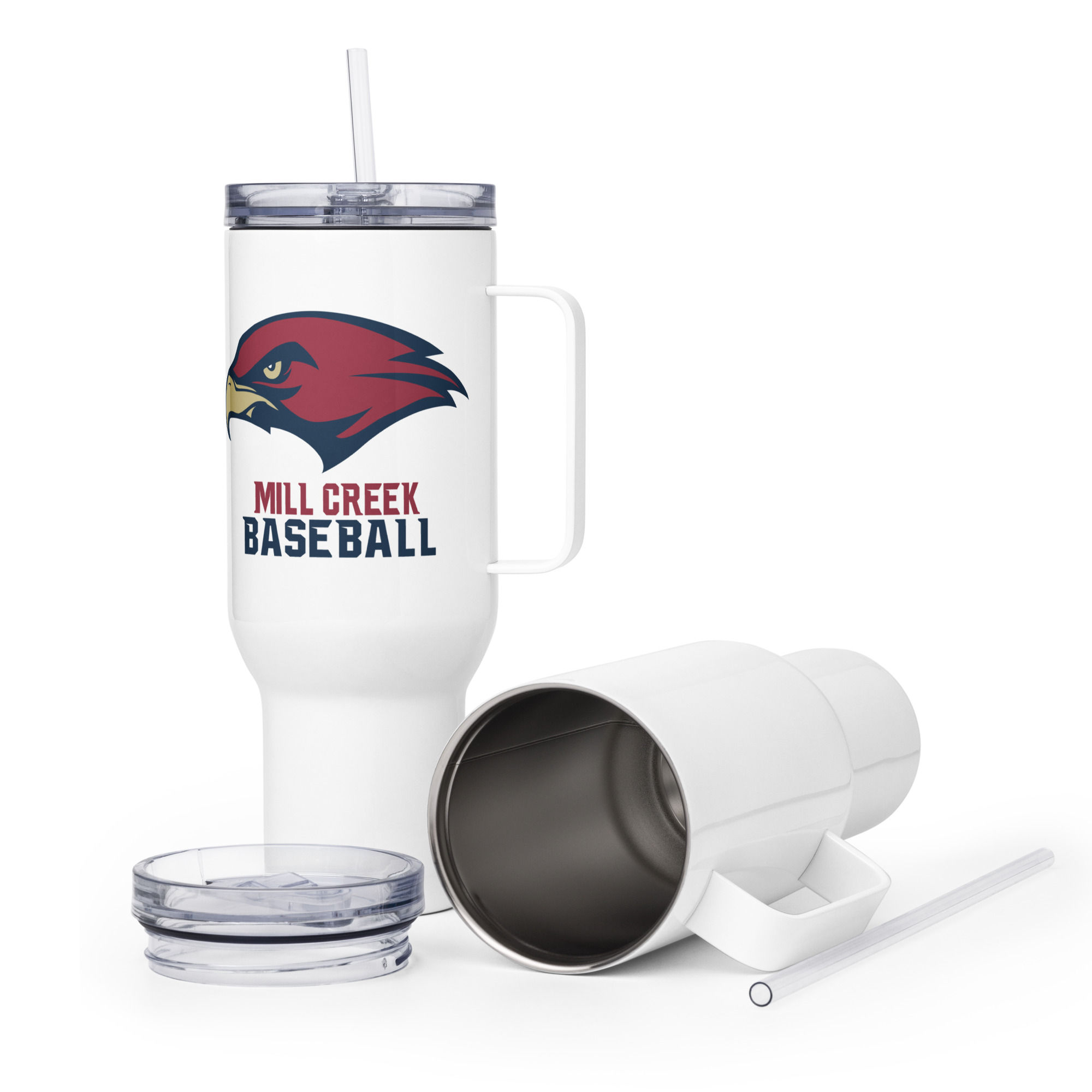 Mill Creek Hawk Baseball - Travel mug with a handle