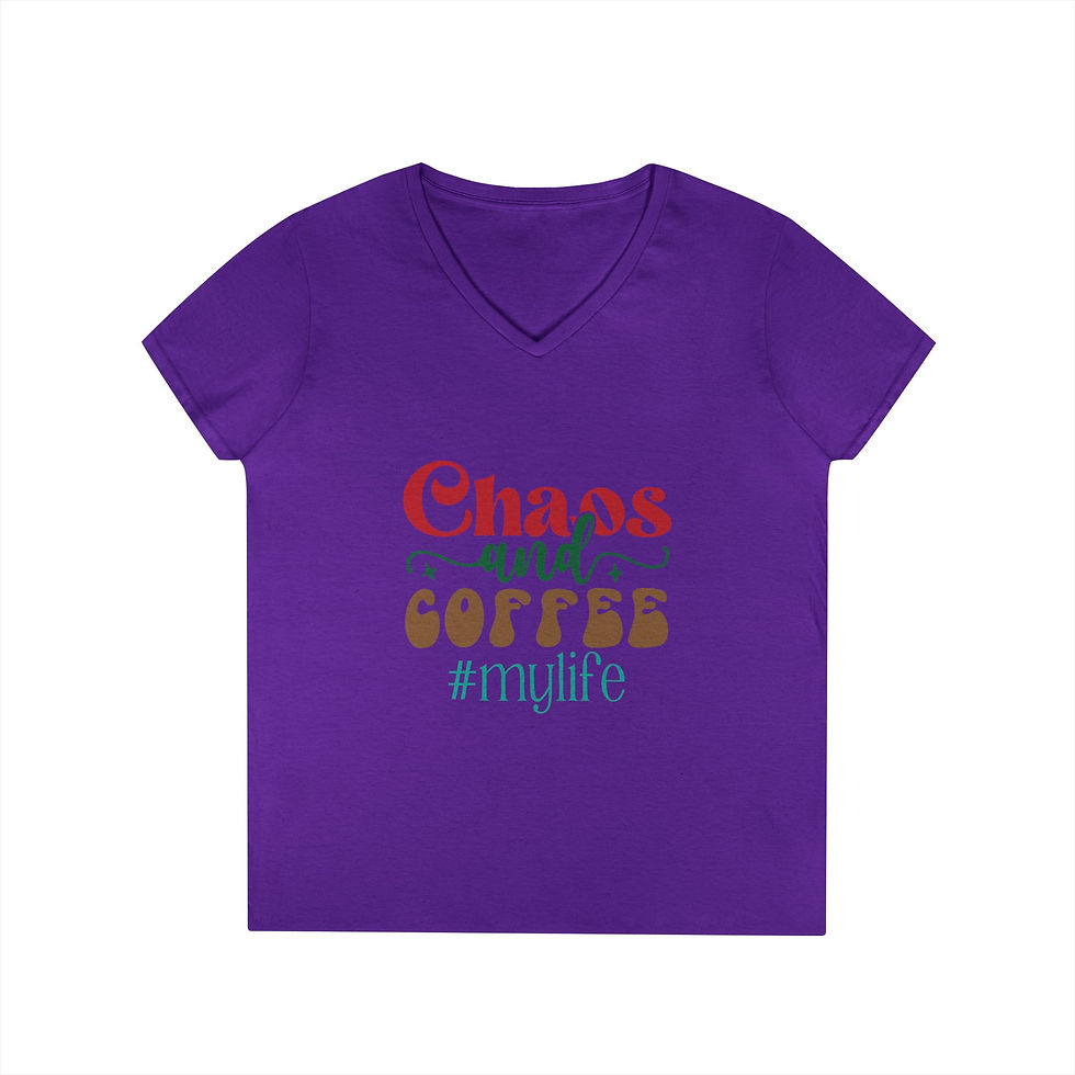 Thumbnail: Chaos and Coffee - Ladies' V-Neck Cotton Tee
