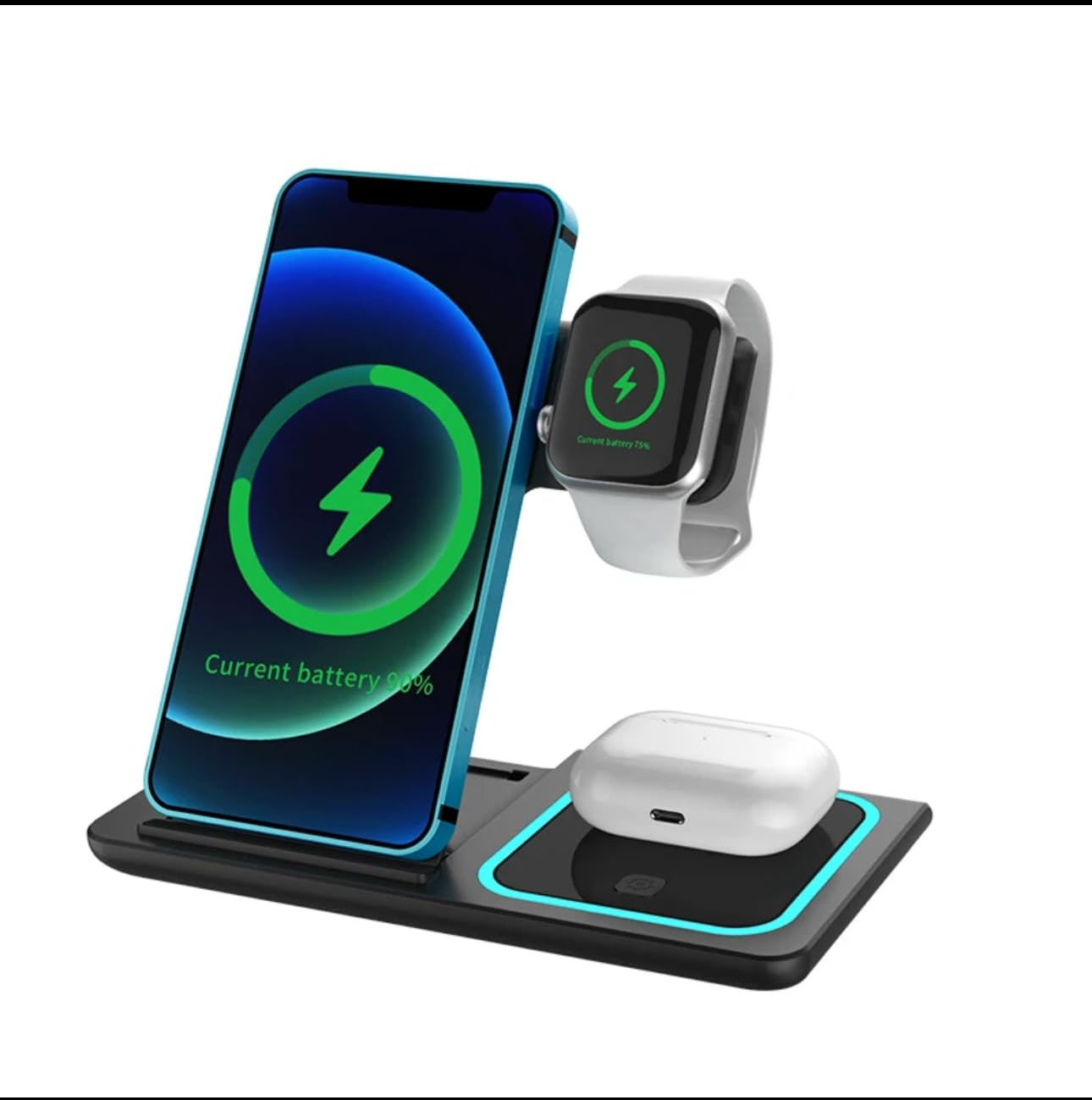 3-in-1 Wireless Charging Station — Fast Charge for Phone, Earbuds & Watch