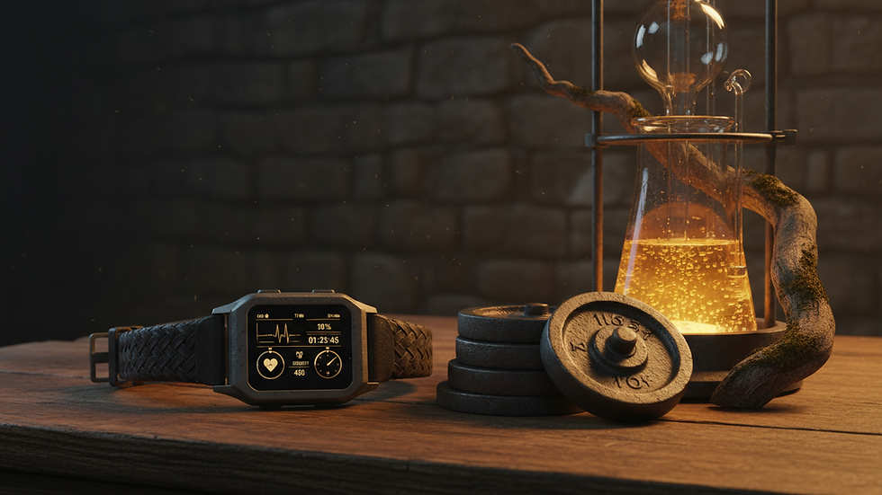 Smart Home Fitness - a smart wearable fitness tracker on a wooden table