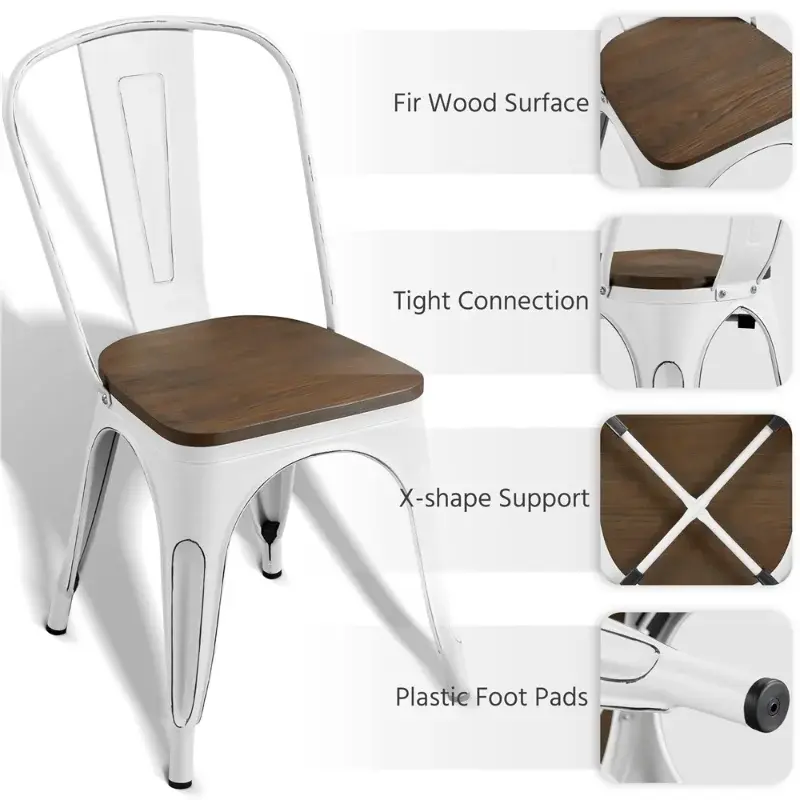 Thumbnail: Farmhouse Metal Stackable Chairs Set of 4