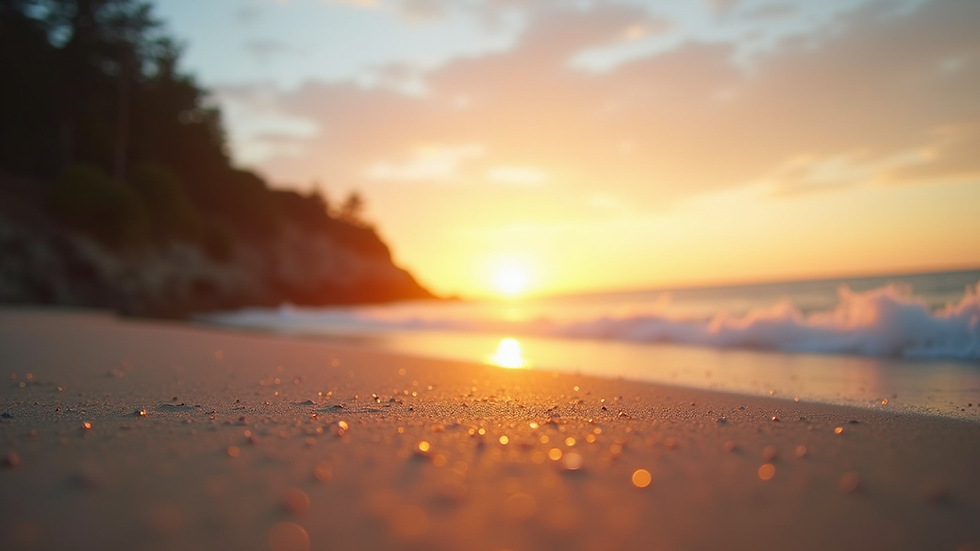 Eye-level view of a serene beach at sunset