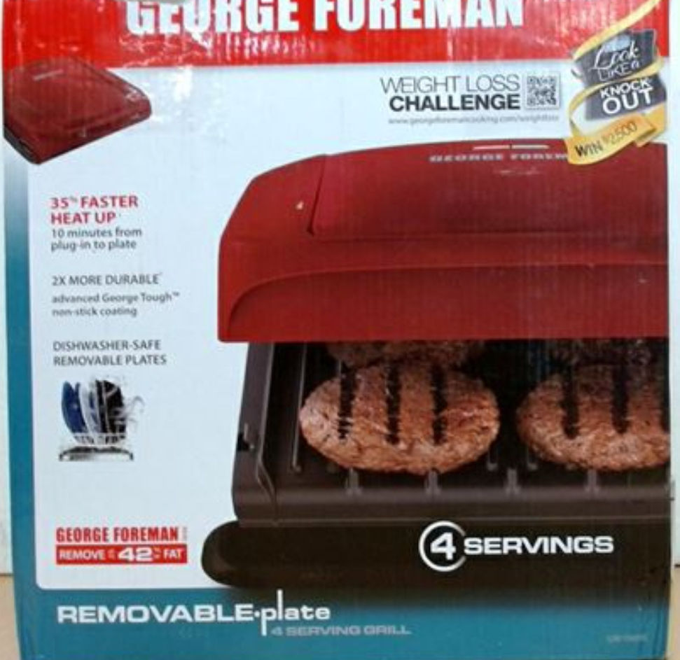 George Foreman 4-Serving Grill w Removable Plates