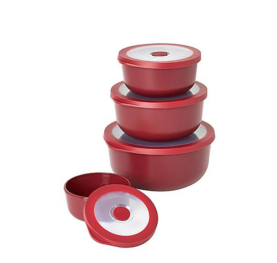 Curtis Stone 8-Piece Mixing Bowls with Lids Set, Red