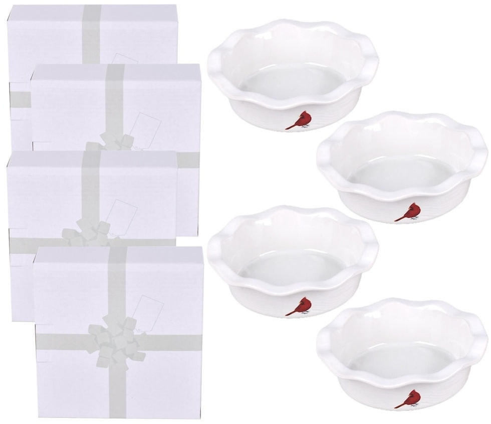 Temp-tations 4-pieces 12oz Mini Pie Plates Set, Winter Woodland