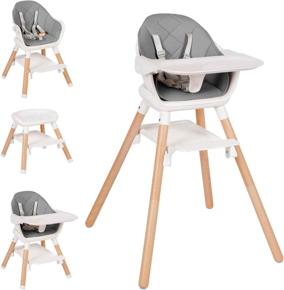 Komcot Baby High Chair, 6 in 1 Wooden Convertible High Chair