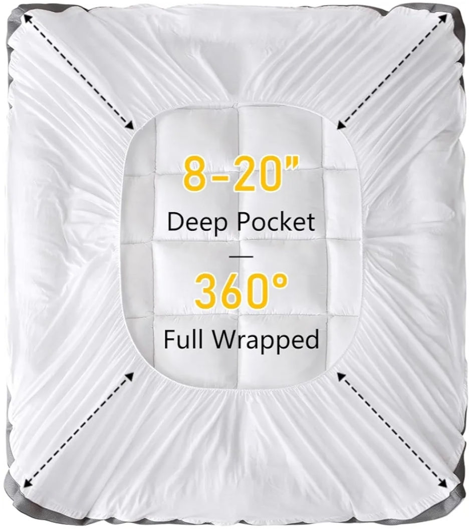 Thumbnail: Primesoft Extra Thick Deep Pocket Cooling Mattress Topper, Sz Full, White