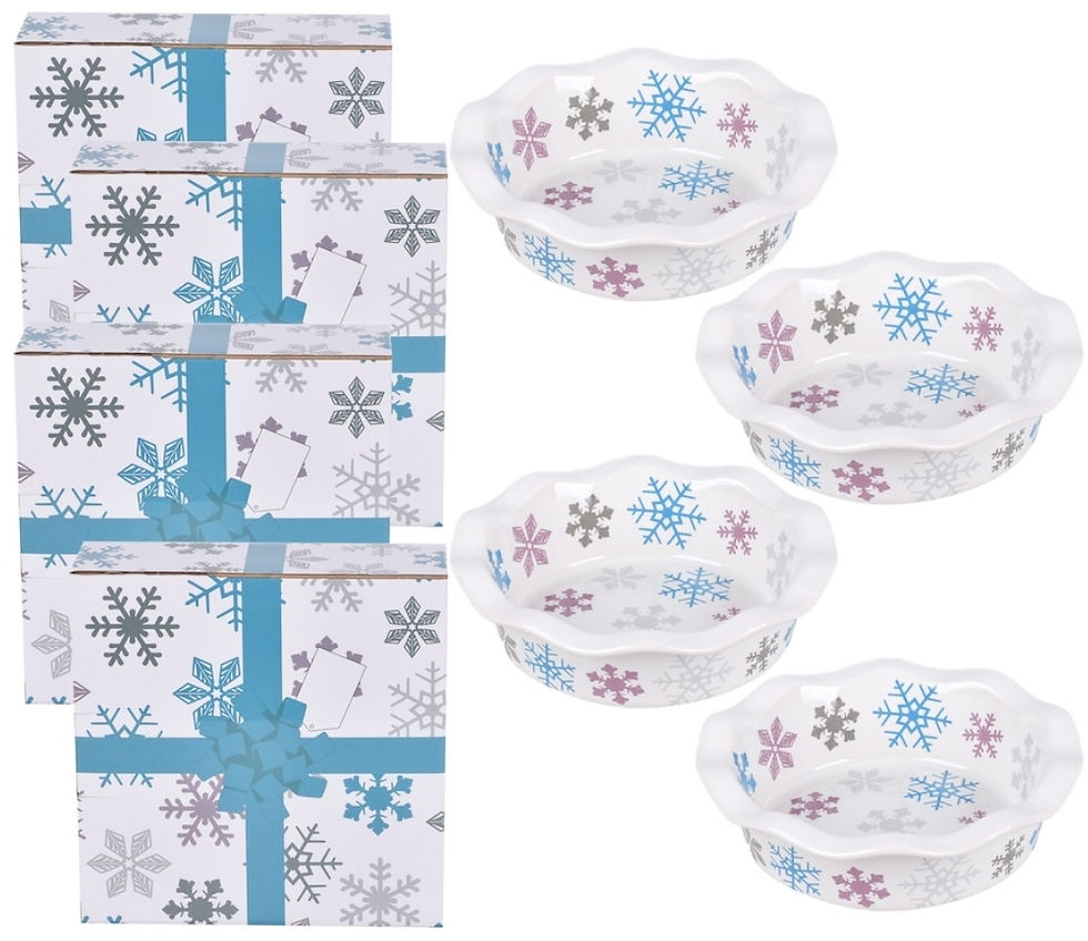 Temp-tations 4-pieces 12oz Mini Pie Plates Set, Snowflake