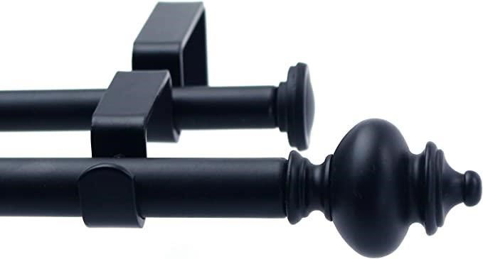 Furnishland Bronze Window Curtain Double Rod Set 48"- 84"