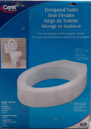 Carex Elongated Toilet Seat Elevator 3.5" x 14" x 19.25"-White