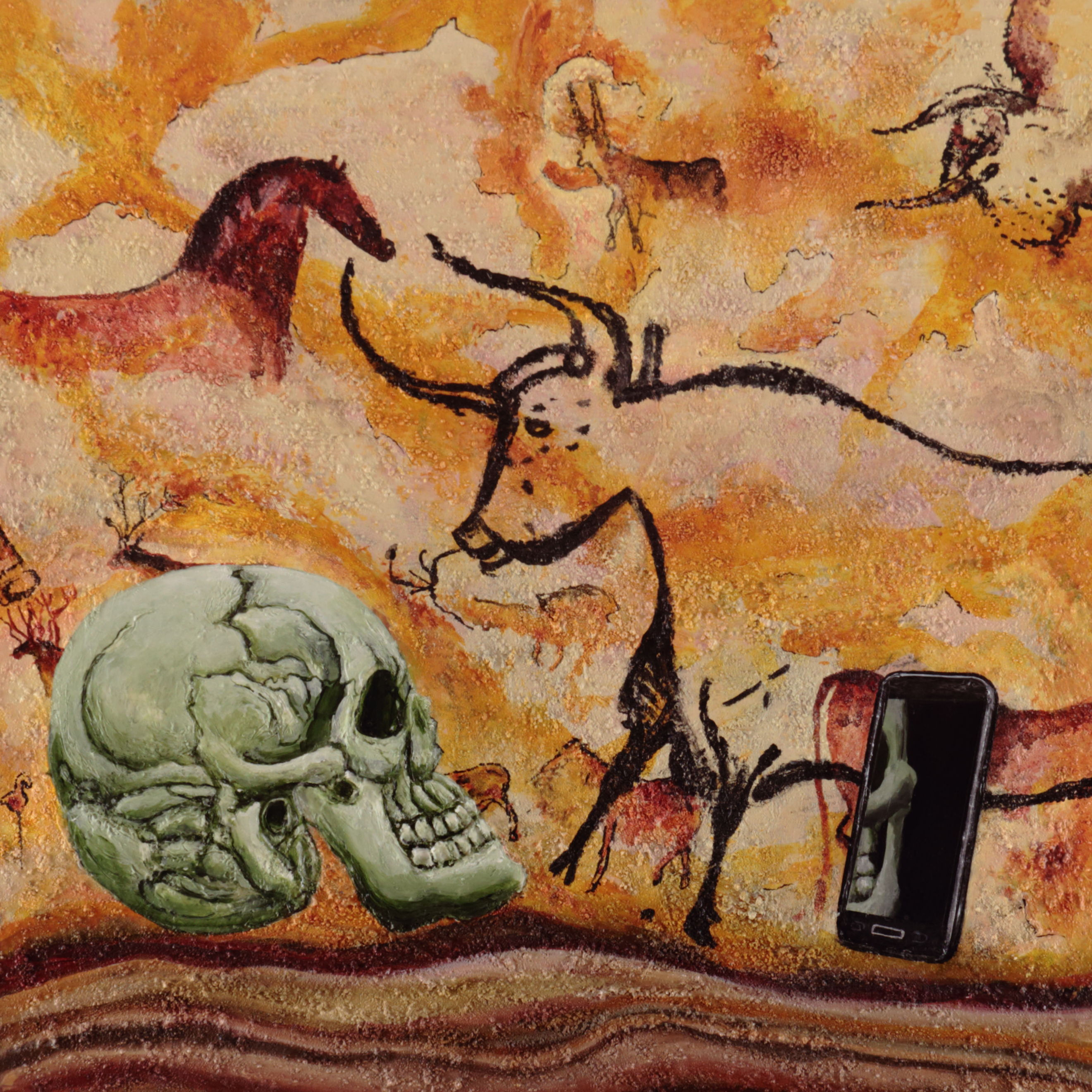 Peinture DADA intitulée Métamorphose de dimensions 24x24 po Acrylique sur panneau de bois 919