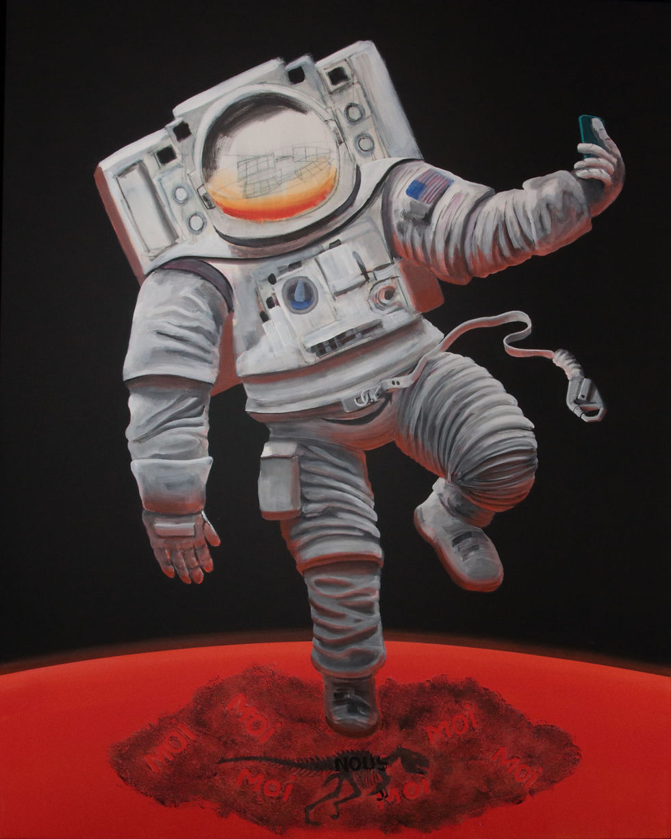 Perdu dans l’espace, peinture contemporaine de la série Paradoxe réalisée par Luc Fortier