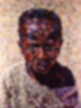 Portrait moderne d’un jeune homme africain réalisé en peinture au couteau, 48 x 36 po, disponible à notre boutique en ligne