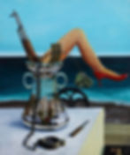 Peinture DADA intitulee les fleurs du mal. 36x30 po Acrylique sur toile 1110