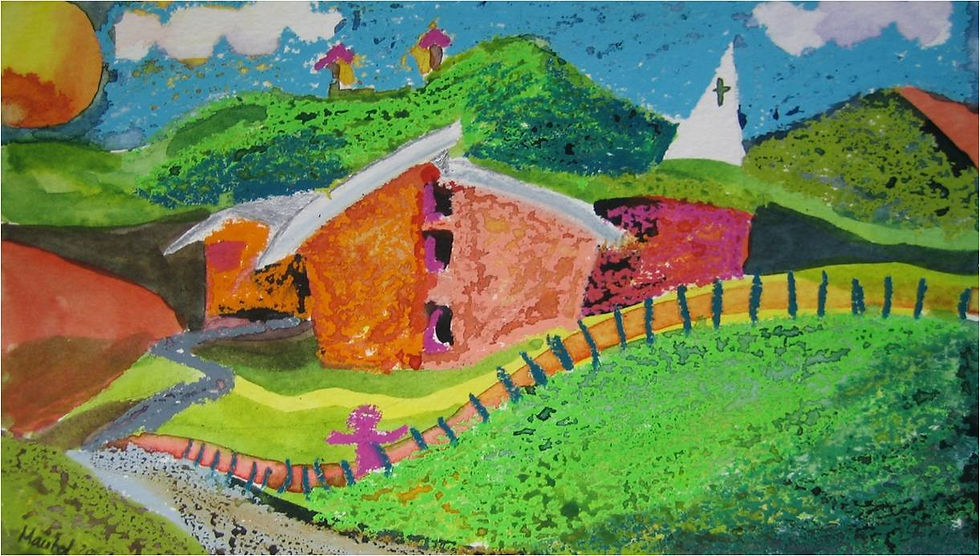 oil crayons and watercolors. 2007