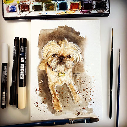 Watercolor of a Brussel Griffon