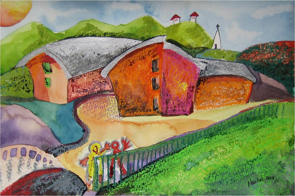 oil crayons and watercolors. 2007