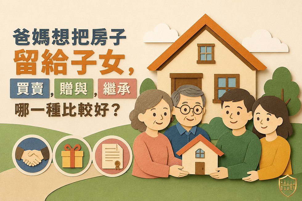 向爸媽買房比較划算嗎？買賣、贈與、繼承：稅負一次比較