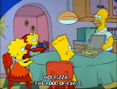 I Simpson mangiano la pizza