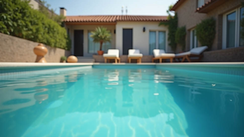 Eye-level view of residential pool with water level visible